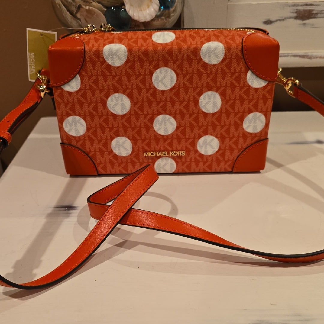 Michael Kors Jeanie Logo Trunk Polka Dot Crossbody Bag Nwt